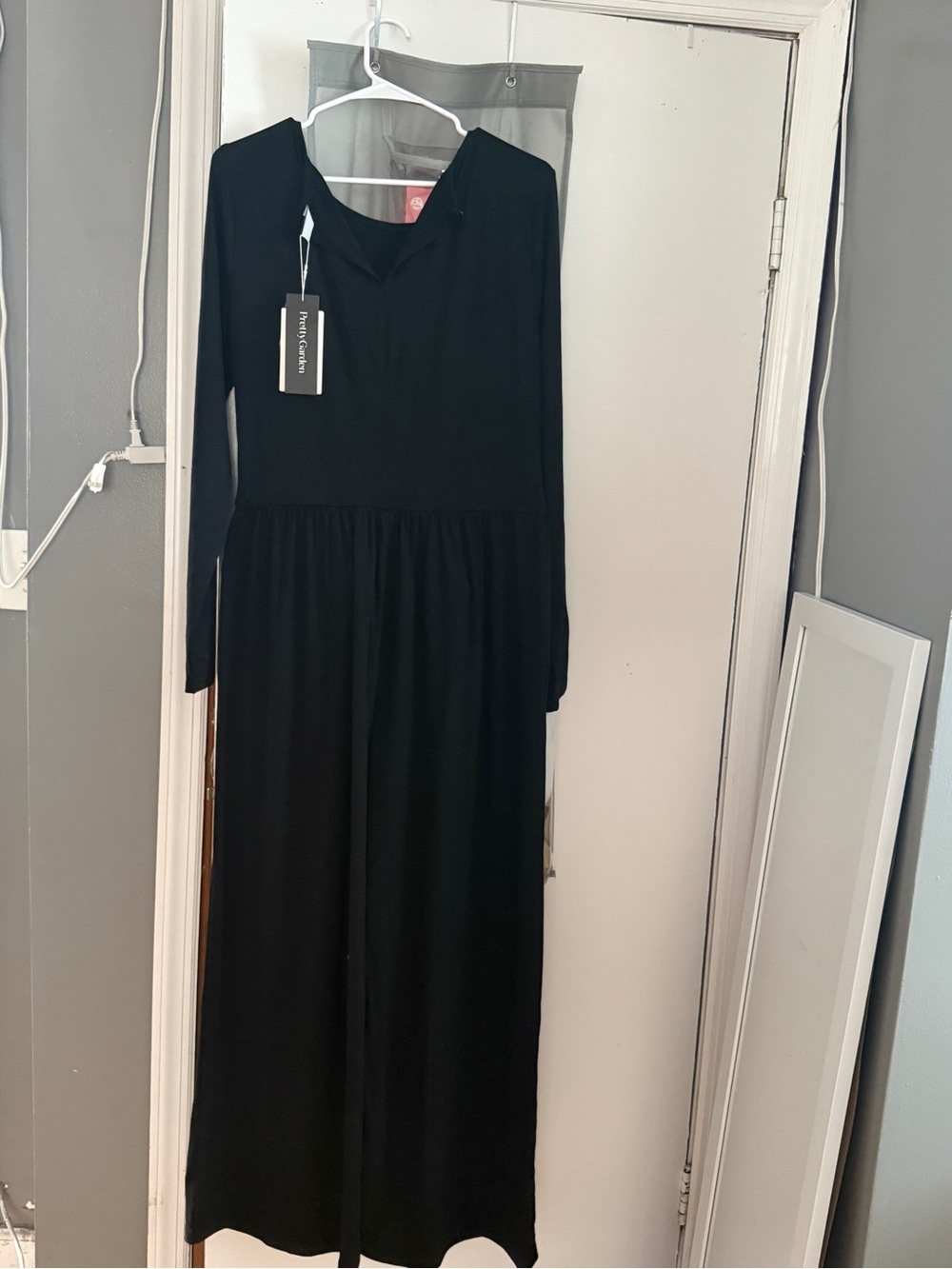 Pierre Cardin Elegant Black Long Sleeve Maxi Dress